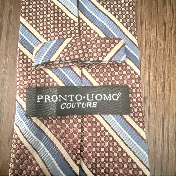 Pronto-Uomo Couture Tie 100% Silk Handmade Vintage B - Picture 3 of 5